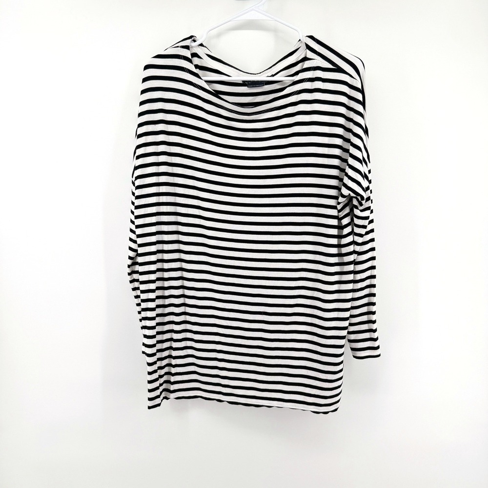Hatch Maternity Top Striped Long Sleeve 2/M Black White Women Pregnancy Tee